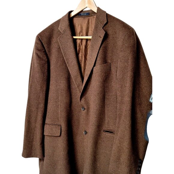 Vintage Arnold Brant Men's Brown Cashmere Mink Blazer Jacket Tag 46L 2 Button - Picture 2 of 16